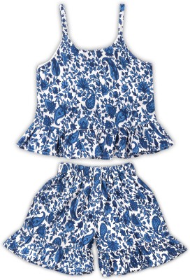 AJ Dezines Girls Casual Top Shorts(Blue)