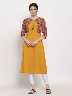 ALC Creations Women Embroidered A-line Kurta(Yellow)