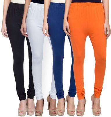 Swastik Stuffs Churidar  Western Wear Legging(Black, White, Blue, Orange, Solid)
