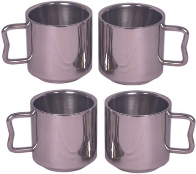 Dynore Set Of 4 Tea Stainless Steel Coffee Mug(200 ml, Pack of 4)
