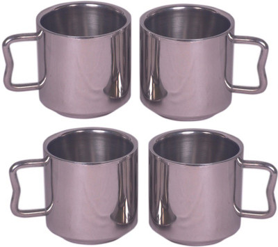 Dynore Set Of 4 Tea Stainless Steel Coffee Mug(200 ml, Pack of 4)