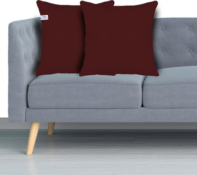 Heart Home Microfibre Solid Cushion Pack of 2(Brown)