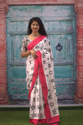 JAI HANUMAN HAND PRINTING Printed Daily Wear Pure Cotton Saree(Multicolor)