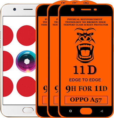 HQ Protection Edge To Edge Tempered Glass for Oppo A57(Pack of 3)