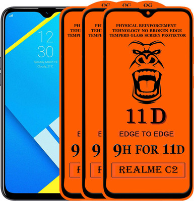 Xester Edge To Edge Tempered Glass for Realme C2(Pack of 3)