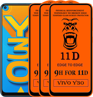 Xester Edge To Edge Tempered Glass for Vivo Y30(Pack of 3)