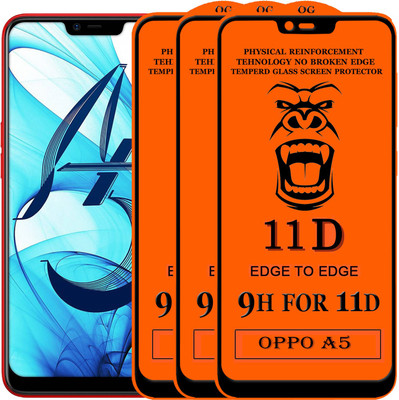 Xester Edge To Edge Tempered Glass for Oppo A5(Pack of 3)