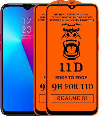 FIVE-O Edge To Edge Tempered Glass for Realme 3i(Pack of 2)