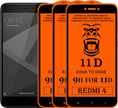 PFOAM Edge To Edge Tempered Glass for Mi Redmi 4(Pack of 3)