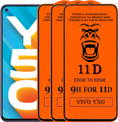 Xester Edge To Edge Tempered Glass for Vivo Y50(Pack of 3)