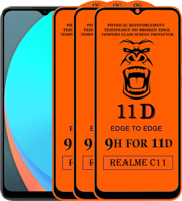 Xester Edge To Edge Tempered Glass for Realme C11(Pack of 3)