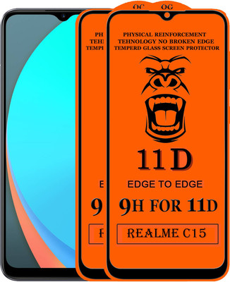 HQ Protection Edge To Edge Tempered Glass for Realme C15(Pack of 2)