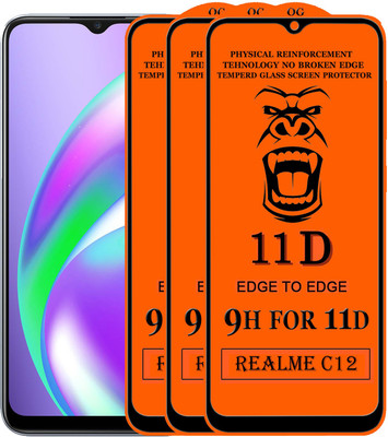 Xester Edge To Edge Tempered Glass for Realme C12(Pack of 3)