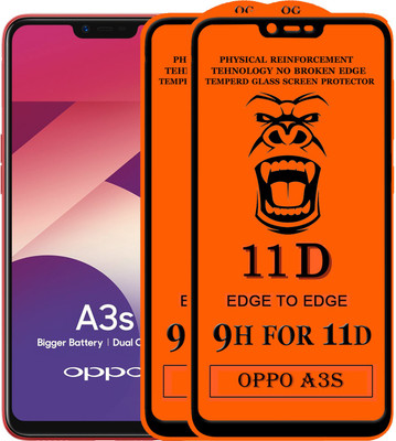 HQ Protection Edge To Edge Tempered Glass for Oppo A3s(Pack of 2)