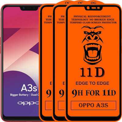 Xester Edge To Edge Tempered Glass for Oppo A3s(Pack of 3)