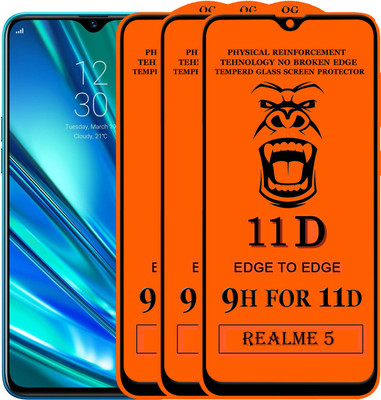 Xester Edge To Edge Tempered Glass for Realme 5(Pack of 3)