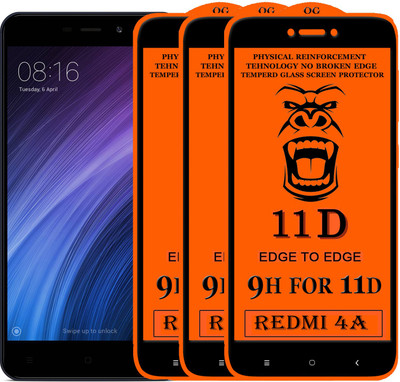 Gorilaorginal Edge To Edge Tempered Glass for Mi Redmi 4A(Pack of 3)