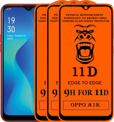 HQ Protection Edge To Edge Tempered Glass for Oppo A1k(Pack of 3)