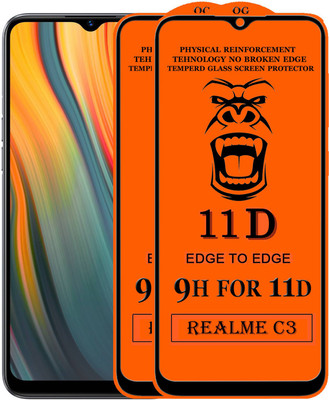 PFOAM Edge To Edge Tempered Glass for Realme C3(Pack of 2)