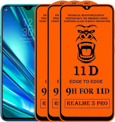 Xester Edge To Edge Tempered Glass for Realme 5 Pro(Pack of 3)