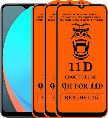 Xester Edge To Edge Tempered Glass for Realme C15(Pack of 3)