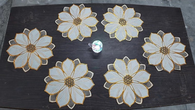 DELHI PVC CORP Round Pack of 6 Table Placemat(Gold, PVC)