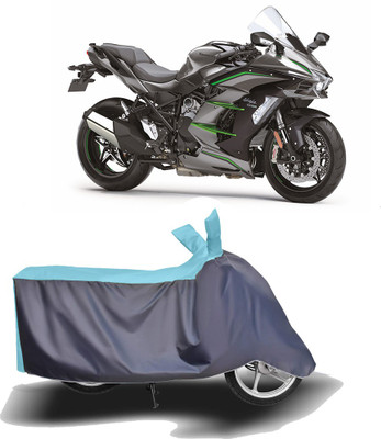 MOTOGENIX Two Wheeler Cover for Kawasaki(Ninja H2, Blue, Grey)
