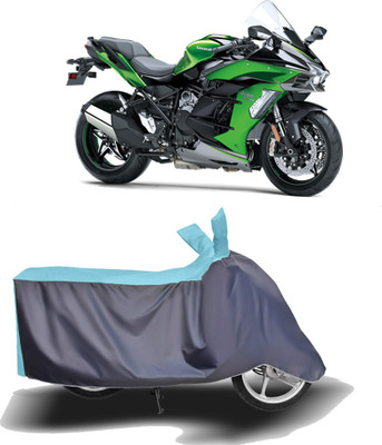 MOTOGENIX Two Wheeler Cover for Kawasaki(Ninja H2R, Blue, Grey)