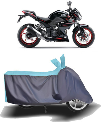 MOTOGENIX Two Wheeler Cover for Kawasaki(Z250, Blue, Grey)