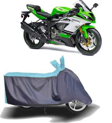 MOTOGENIX Two Wheeler Cover for Kawasaki(Ninja ZX-6R, Blue, Grey)