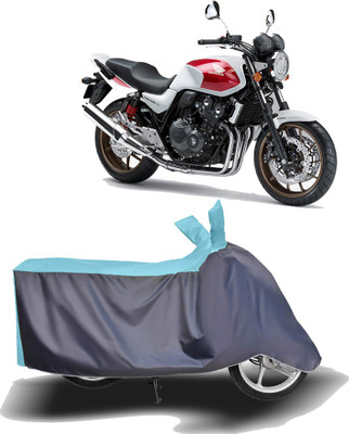 MOTOGENIX Two Wheeler Cover for Honda(CB 400, Blue, Grey)