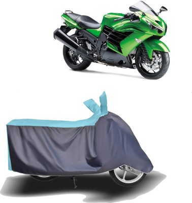 MOTOGENIX Two Wheeler Cover for Kawasaki(Ninja ZX-14R, Blue, Grey)