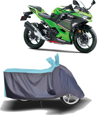 MOTOGENIX Two Wheeler Cover for Kawasaki(Ninja 400, Blue, Grey)