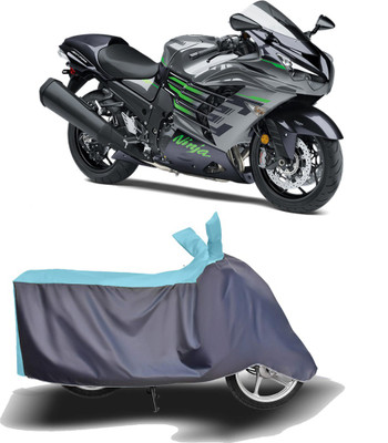 MOTOGENIX Two Wheeler Cover for Kawasaki(Ninja ZX-14R, Blue, Grey)