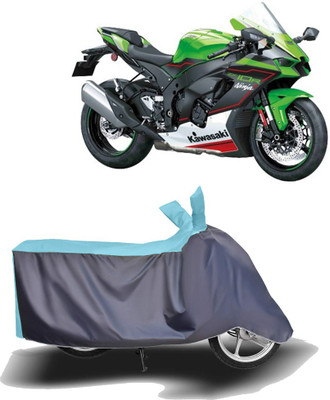 MOTOGENIX Two Wheeler Cover for Kawasaki(Ninja ZX 10R, Blue, Grey)