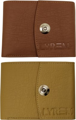 LYREM Men Casual Tan, Beige Artificial Leather Wallet(6 Card Slots, Pack of 2)