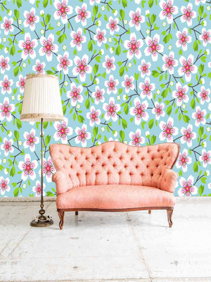 BPDESIGNSOLUTION Vinyl Floral & Botanical Multicolor Wallpaper(L x W: 41 cm x 203 cm)