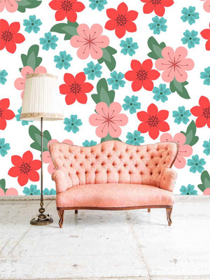 BPDESIGNSOLUTION Vinyl Floral & Botanical Multicolor Wallpaper(L x W: 325 cm x 41 cm)