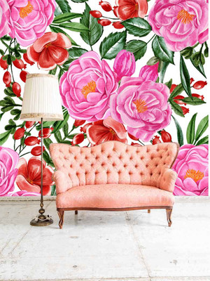 BPDESIGNSOLUTION Floral & Botanical Multicolor Wallpaper(41 cm x 203 cm)