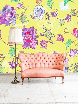 BPDESIGNSOLUTION Vinyl Floral & Botanical Multicolor Wallpaper(L x W: 41 cm x 325 cm)