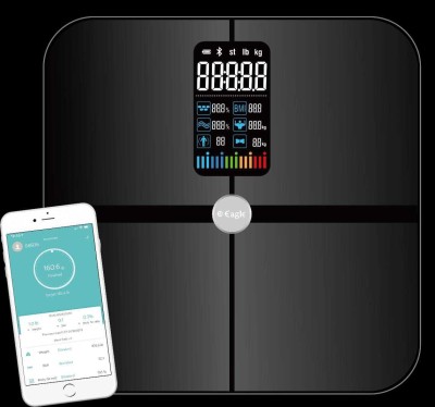 EAGLE EEP1002A Fully Automatic Smart Connected Fitness Body Composition Monitor and Weighing Scale / electronic digital Weight Machine With Heart Rate Monitor Weighing Scale(Black)
