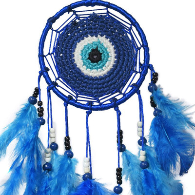 goldy traders Dream Catcher, Wall Hangings, Crafts, Home Décor, Balcony, Garden Feather Dream Catcher(8 inch, Blue)