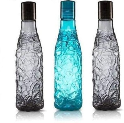 AK HUB Premium Quality Fridge Water Bottle Set ( 2 Black & 1 Blue ) 1000 ml Bottle(Pack of 3, Black, Blue, Plastic)
