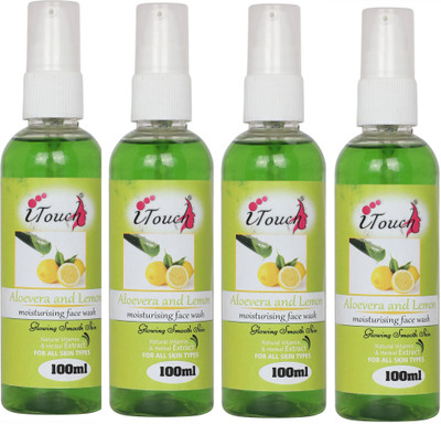 I TOUCH HERBAL AloeVera And Lemon Face Wash 100 ml x 4 - ( Pack Of 4 x 100 ml )(4 Items in the set)