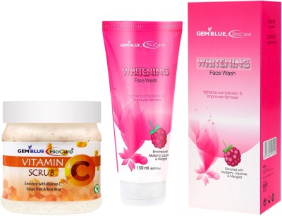 GEMBLUE BIOCARE Vitamin C Scrub,500ml and Whitening face wash,150ml, Combo, Pack of 2(2 Items in the set)