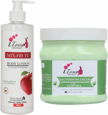 I TOUCH HERBAL All Purpose Cream 500 ml + Mix Fruit Body Lotion 500 ml ( Pack Of 2 x 500 ml )(2 Items in the set) I TOUCH HERBAL All Purpose Cream 500 ml + Mix Fruit Body Lotion 500 ml ( Pack Of 2 x 500 ml )(2 Items in the set)