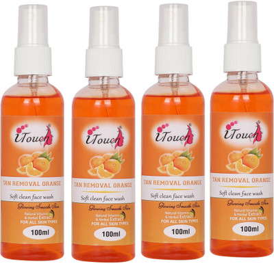 I TOUCH HERBAL Tan Removal Orange Face Wash 100 ml x 4 - ( Pack Of 4 x 100 ml )(4 Items in the set)