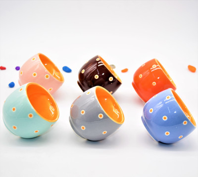 The Cuppist Pack of 6 Ceramic Colorful Designer Premium Quality Tea Cup Set, Coffee Cups Set(Multicolor, Cup)