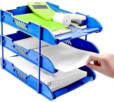 wishku 3 Compartments plastic file storage(Multicolor)