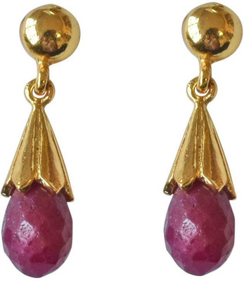SURAT DIAMONDS Elegant Drop Ruby - Trendy Collection Gold Plated 925 Sterling Silver Faceted Ruby Earrings for Women Ruby Metal Drops & Danglers